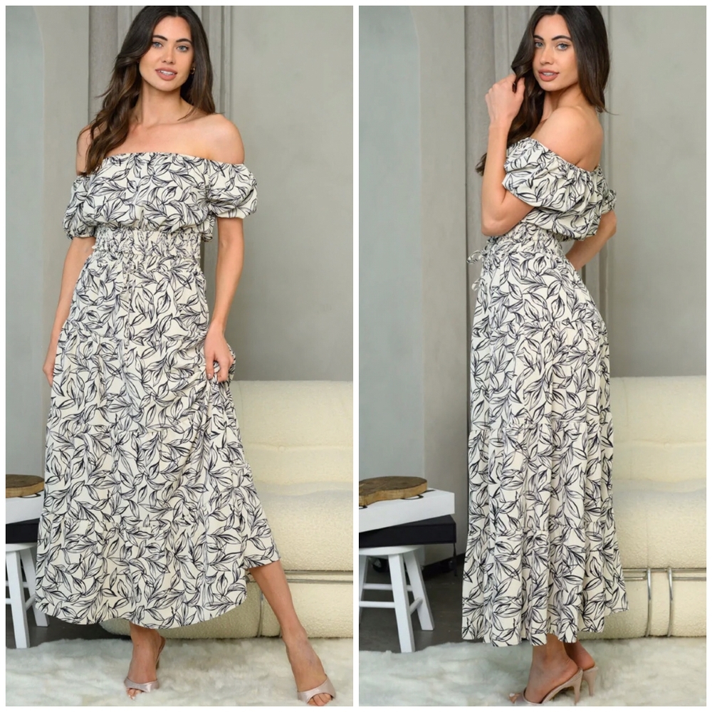 HYFVE Boho Chic Vintage Ivory Floral 2-Piece Maxi Skirt Set - Picture 5 of 6